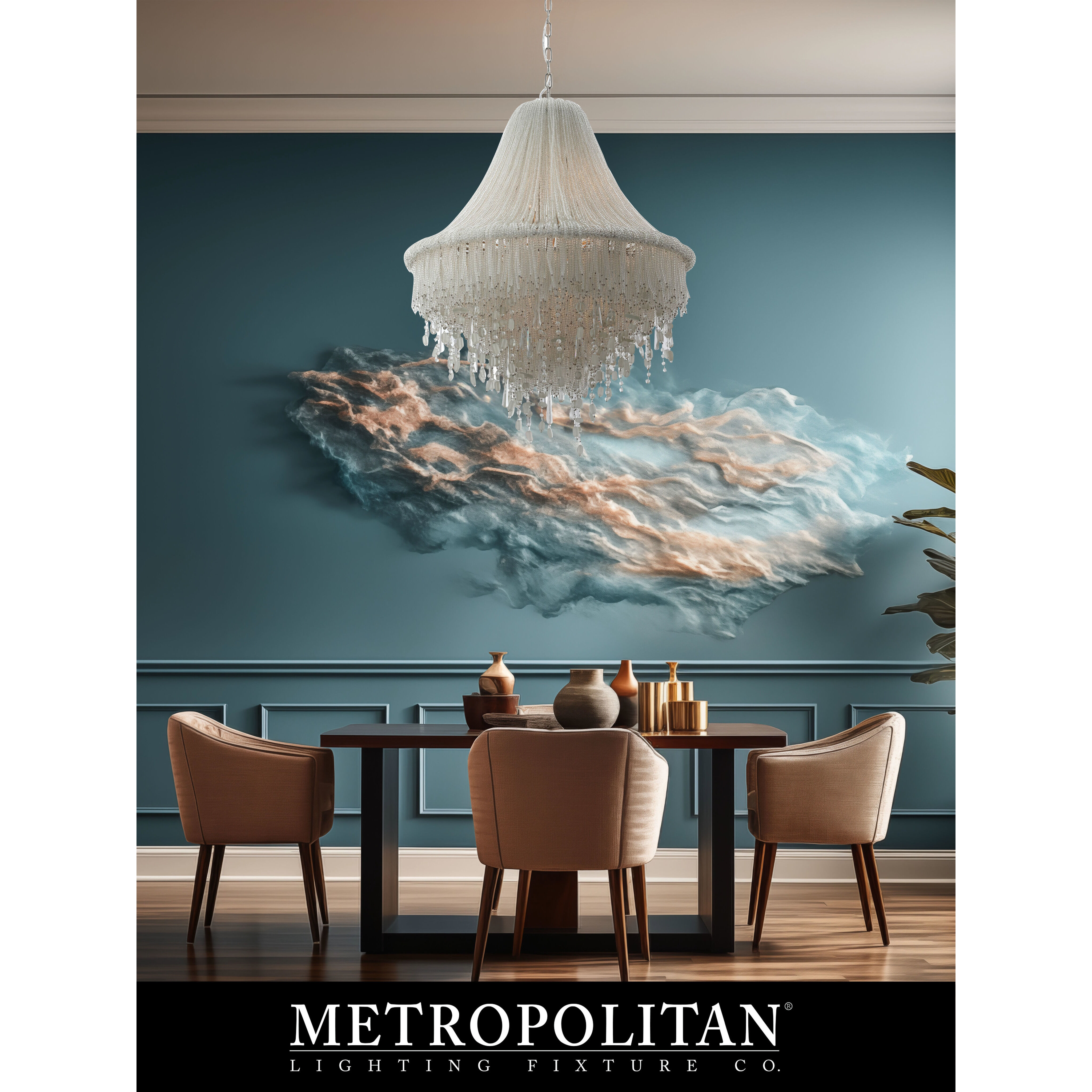 Crystal Reign 5 Light 23.2 inch Nickel Pendant Ceiling Light